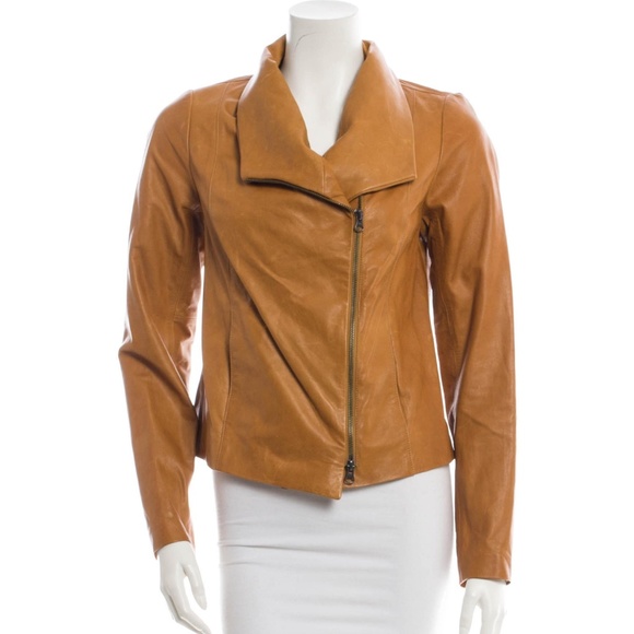 Vince Tan Leather Moto Jacket M - Picture 1 of 4